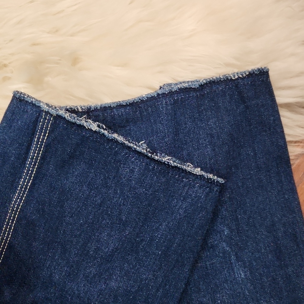 Vintage 70's Organically Grown Embroidered Pocket High Rise Dark Wash Jeans - Picture 9 of 10